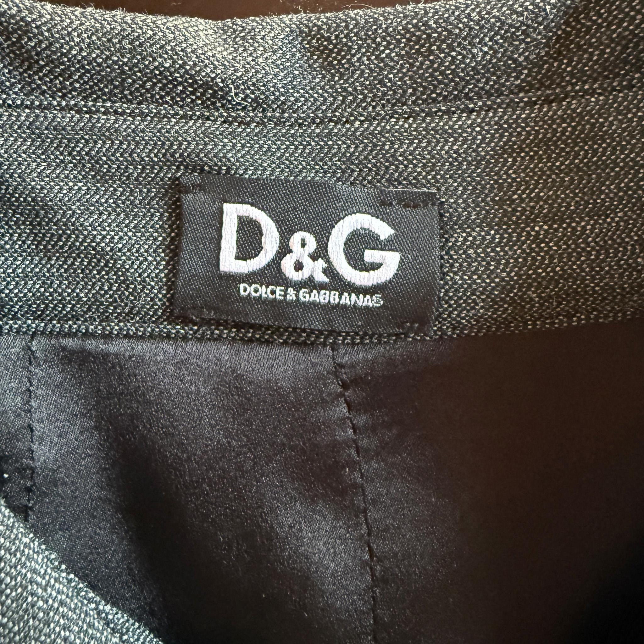 Vintage Y2K Gray Dress Dolce Gabbana D&G Pencil Midi Preppy Dark 2000s Size S