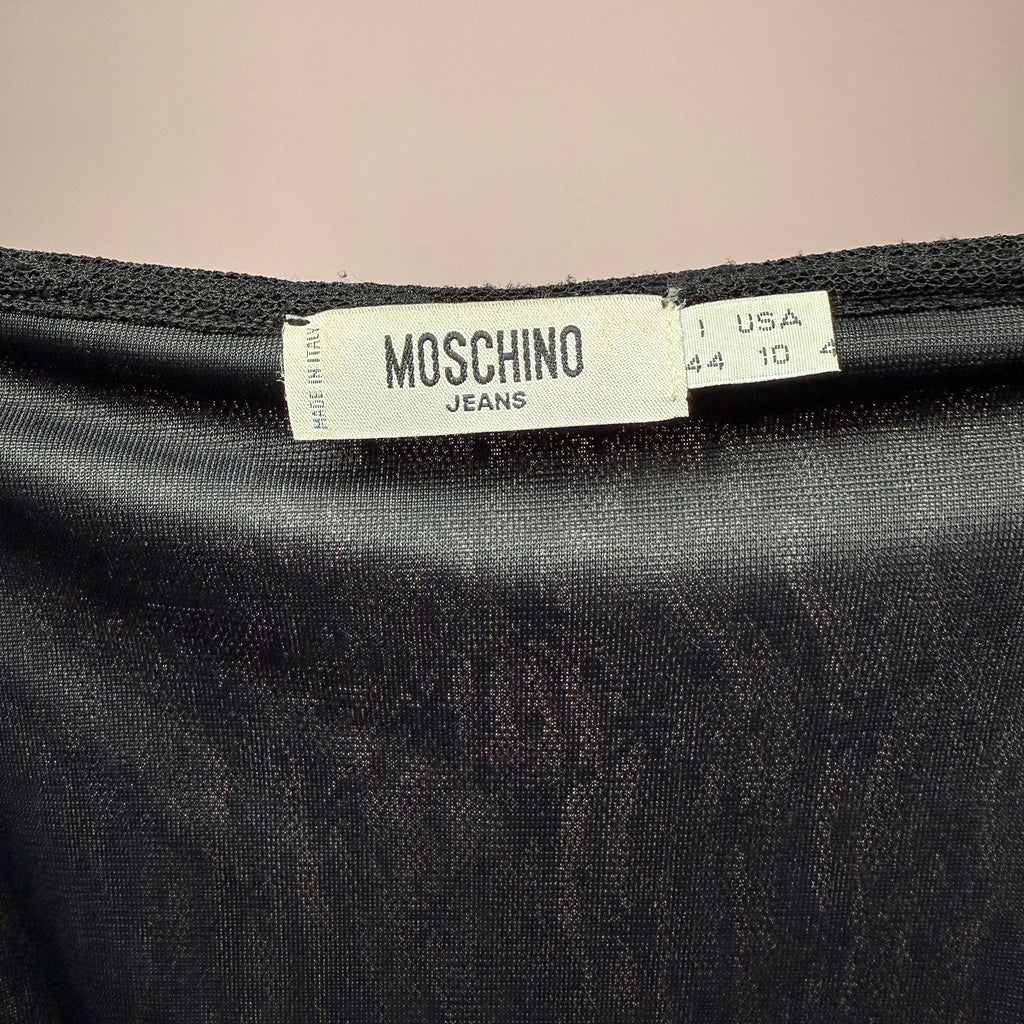 Vintage Y2K Moschino Skirt Black Lace Asymmetric Ruffle Midi Low Rise 2000s Size M