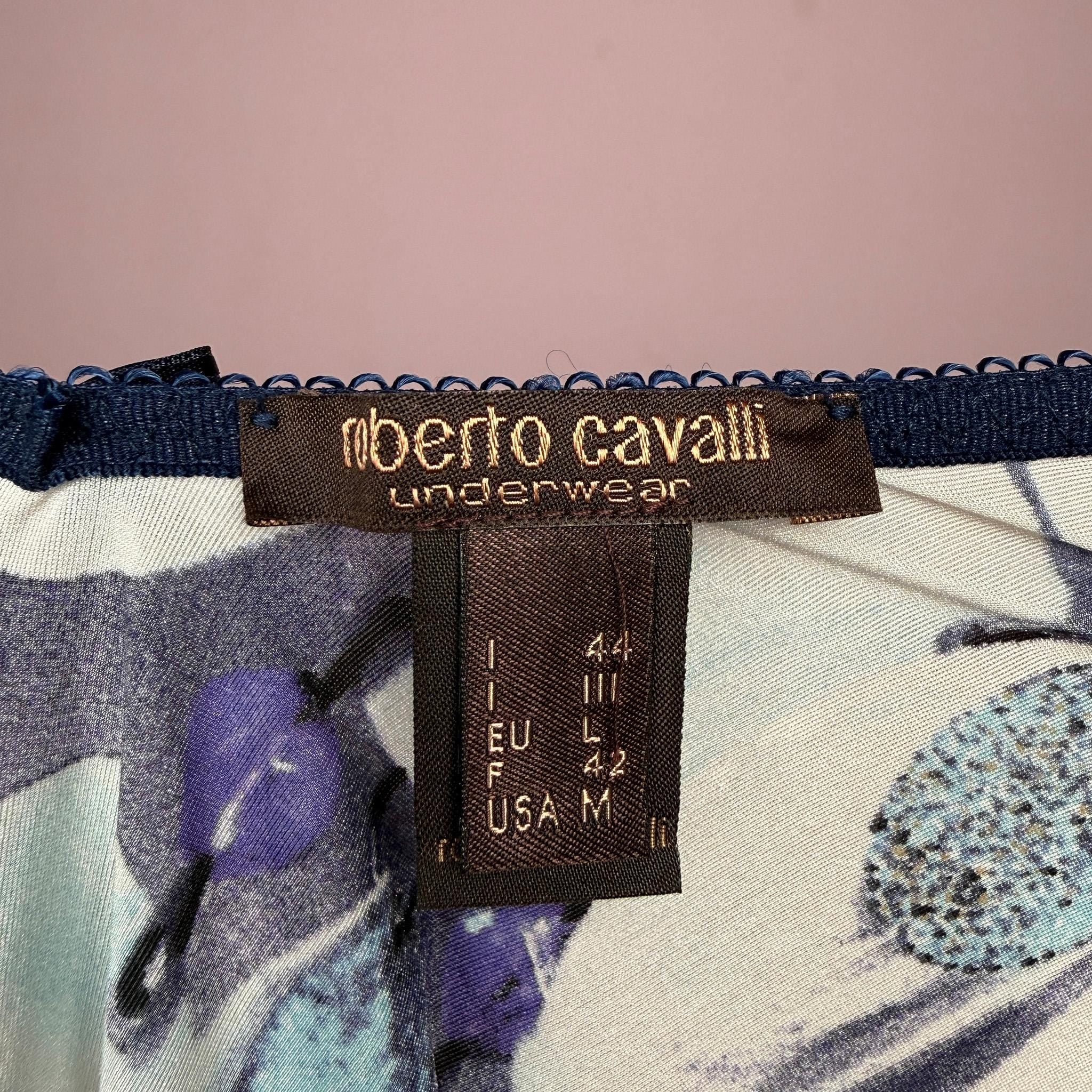 Vintage Y2K Cami Top Roberto Cavalli Blue Abstract Lingerie Pastel 2000s Size M