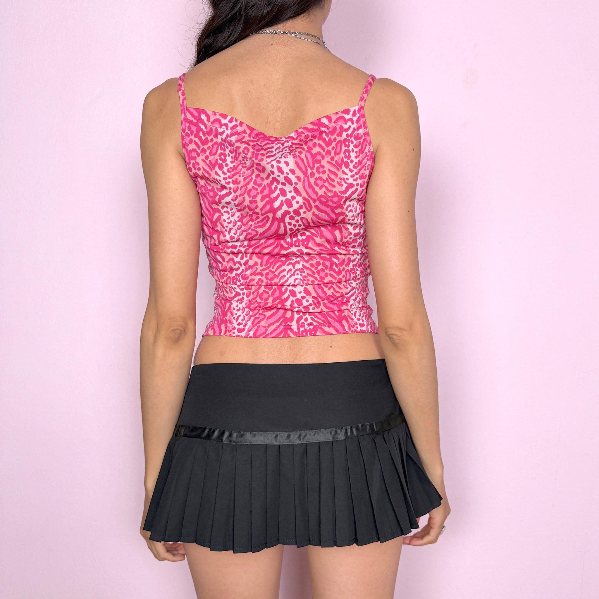 Vintage Y2K Pink Top Leopard Blugirl Blumarine Animal Print Cami 2000s Size S