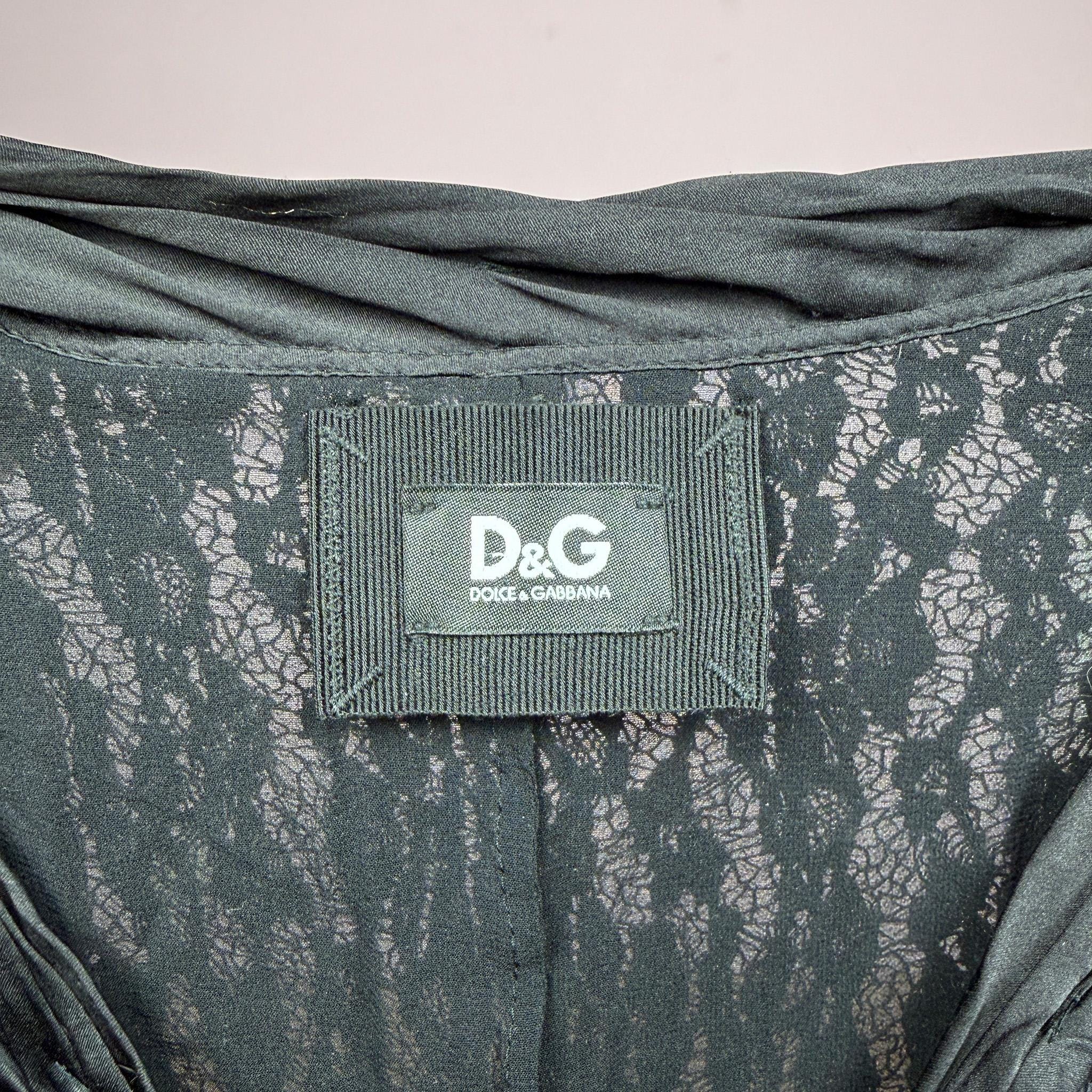 Vintage Black Midi Dress Dolce Gabbana D&G Lace Bow Designer 2000s Size S