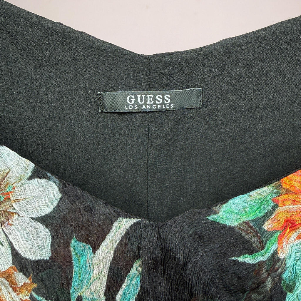 Vintage Black Maxi Dress Guess Floral Ruffle Designer Party Y2K 2000s Size S