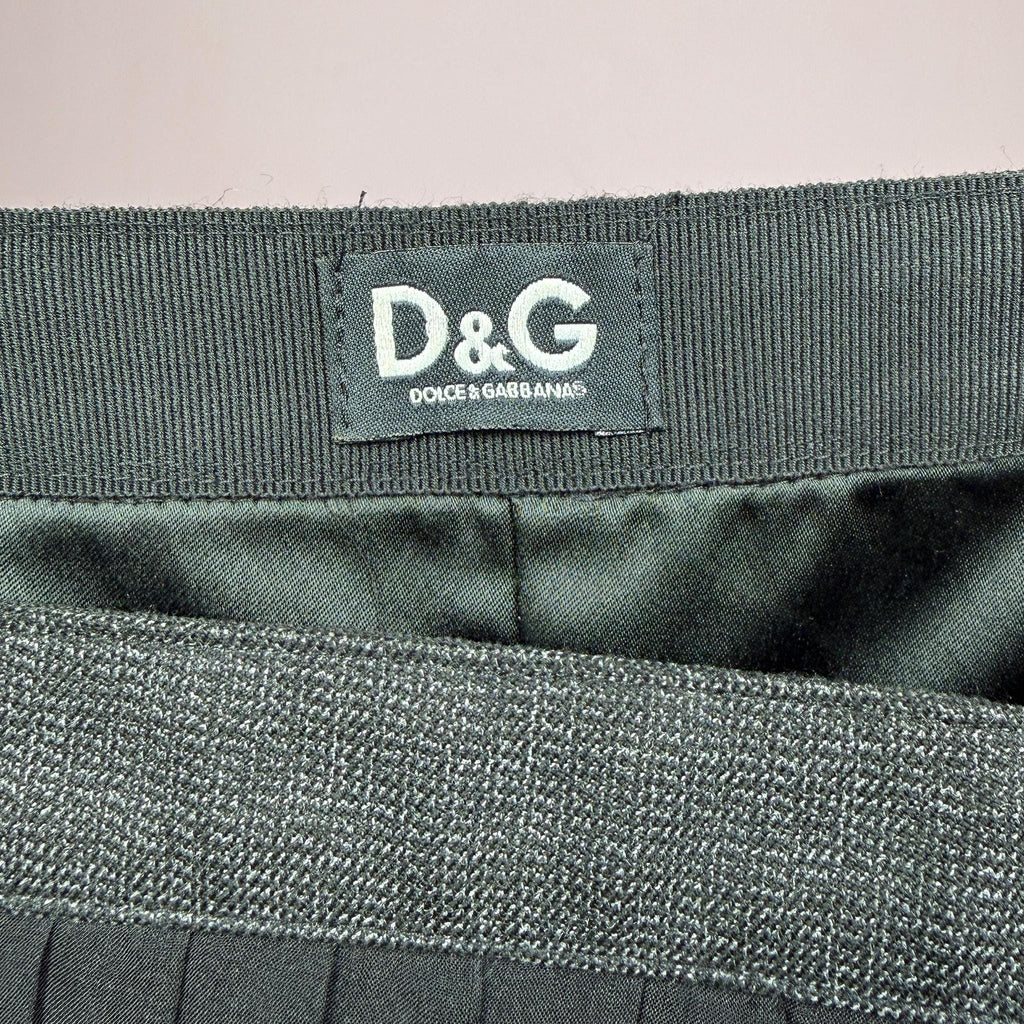 Vintage Gray Mini Dress Dolce Gabbana D&G Pleated Designer Formal Y2K 2000s Size S