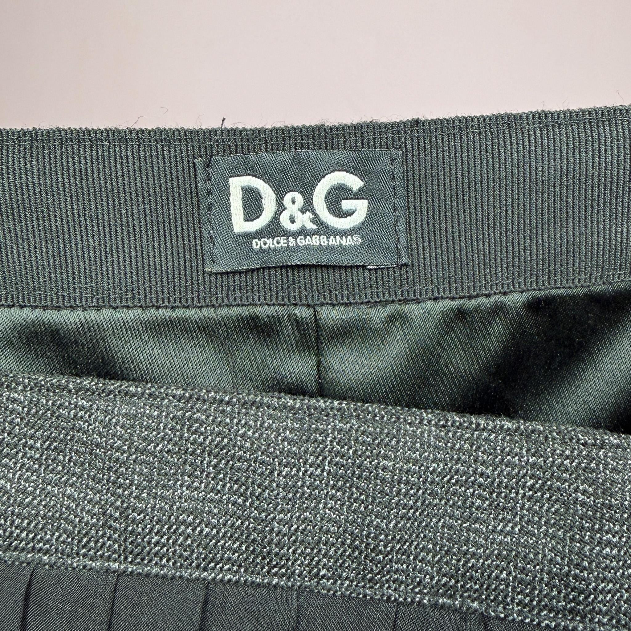 Vintage Gray Mini Dress Dolce Gabbana D&G Pleated Designer Formal Y2K 2000s Size S