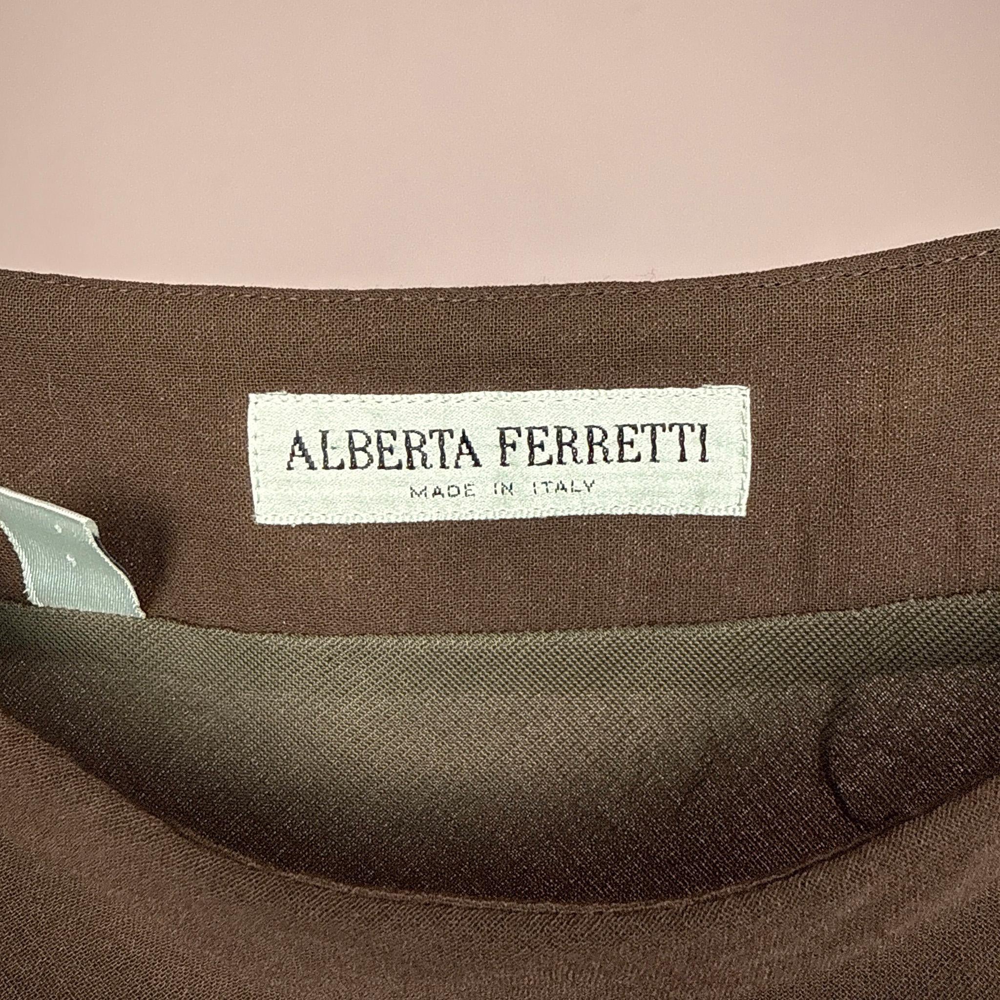 Vintage Brown Skirt Alberta Ferretti Wool Layered Asymmetric Designer Y2K 2000s Size S