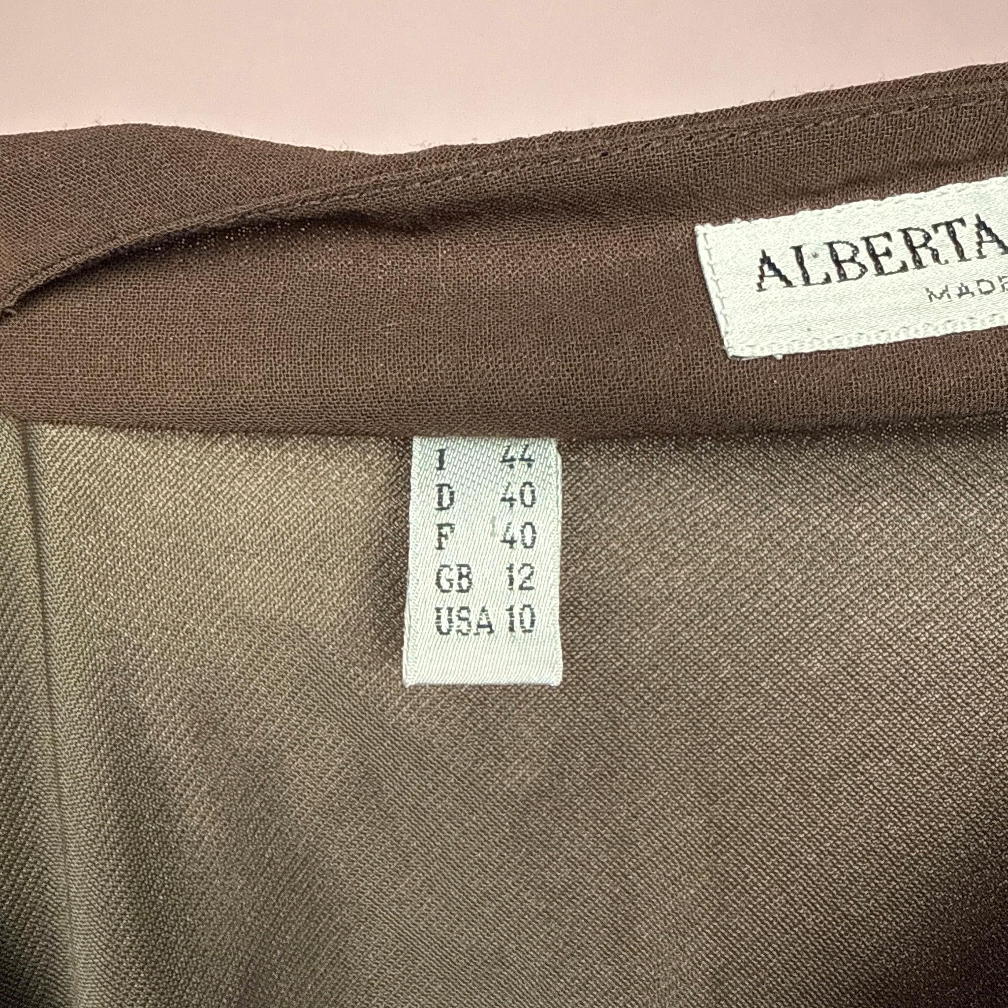 Vintage Brown Skirt Alberta Ferretti Wool Layered Asymmetric Designer Y2K 2000s Size S