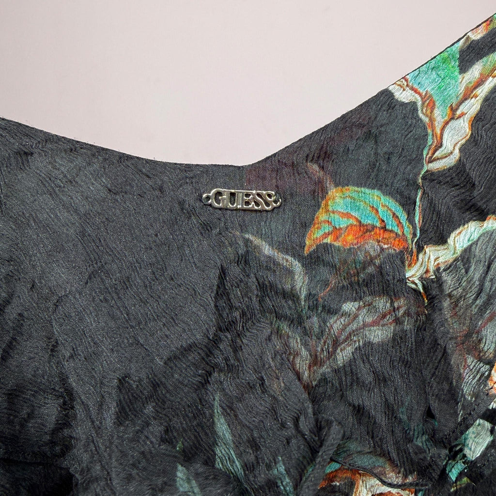 Vintage Black Maxi Dress Guess Floral Ruffle Designer Party Y2K 2000s Size S