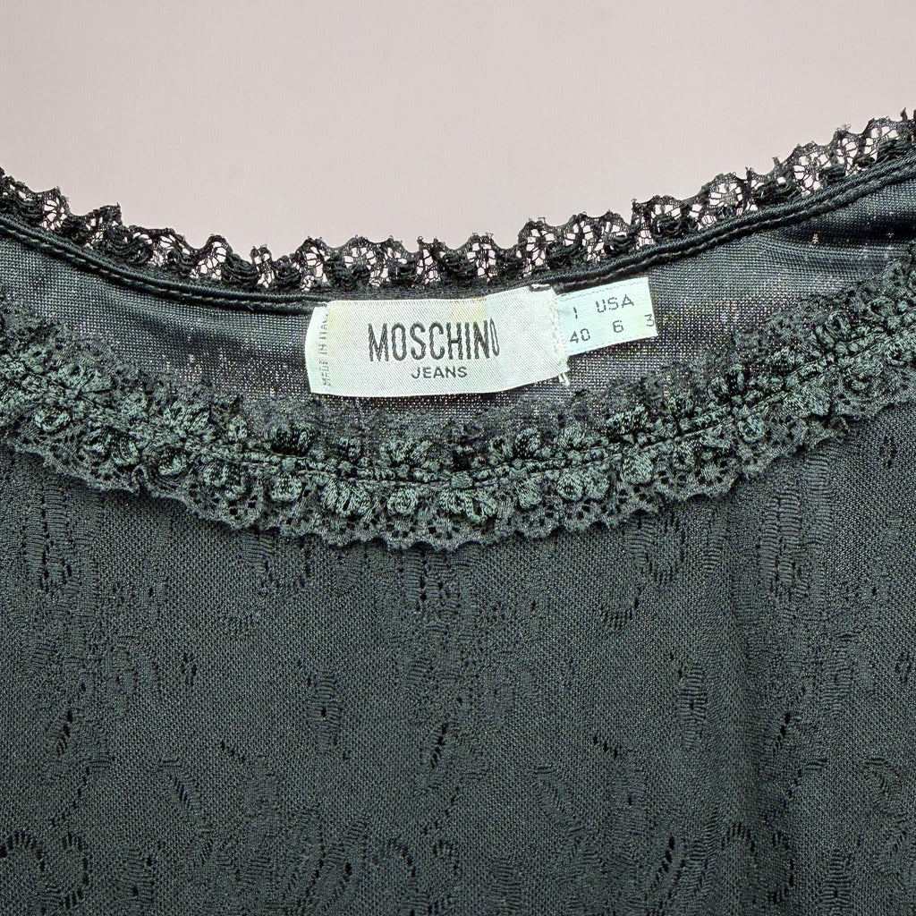 Vintage Black Lace Dress Moschino Designer Party Y2K 2000s Size XS