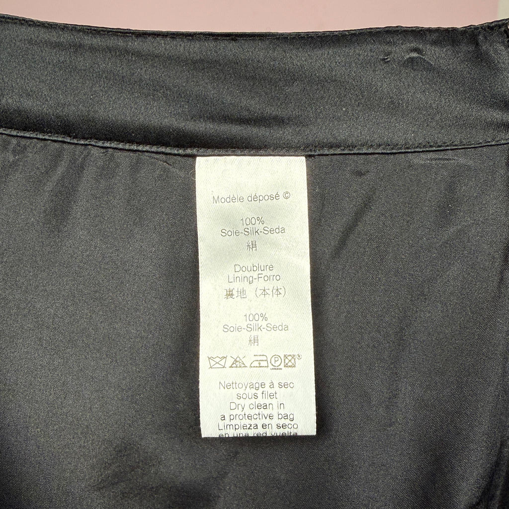 Vintage Black Midi Skirt Kenzo Silk Satin Designer Formal Y2K 2000s Size S