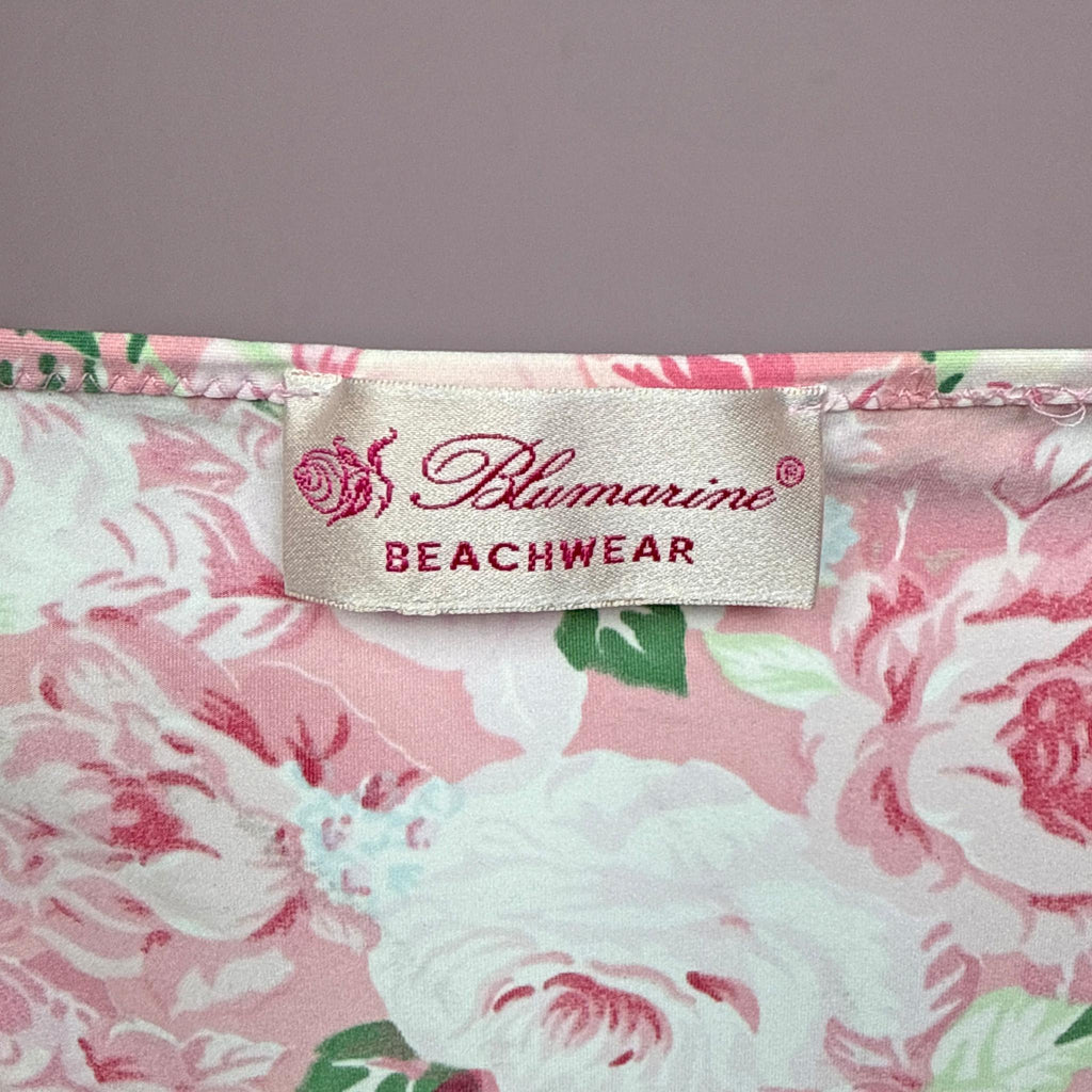 Vintage Pink Top Blumarine Beachwear Ruffle Floral Designer Y2K 2000s Size S