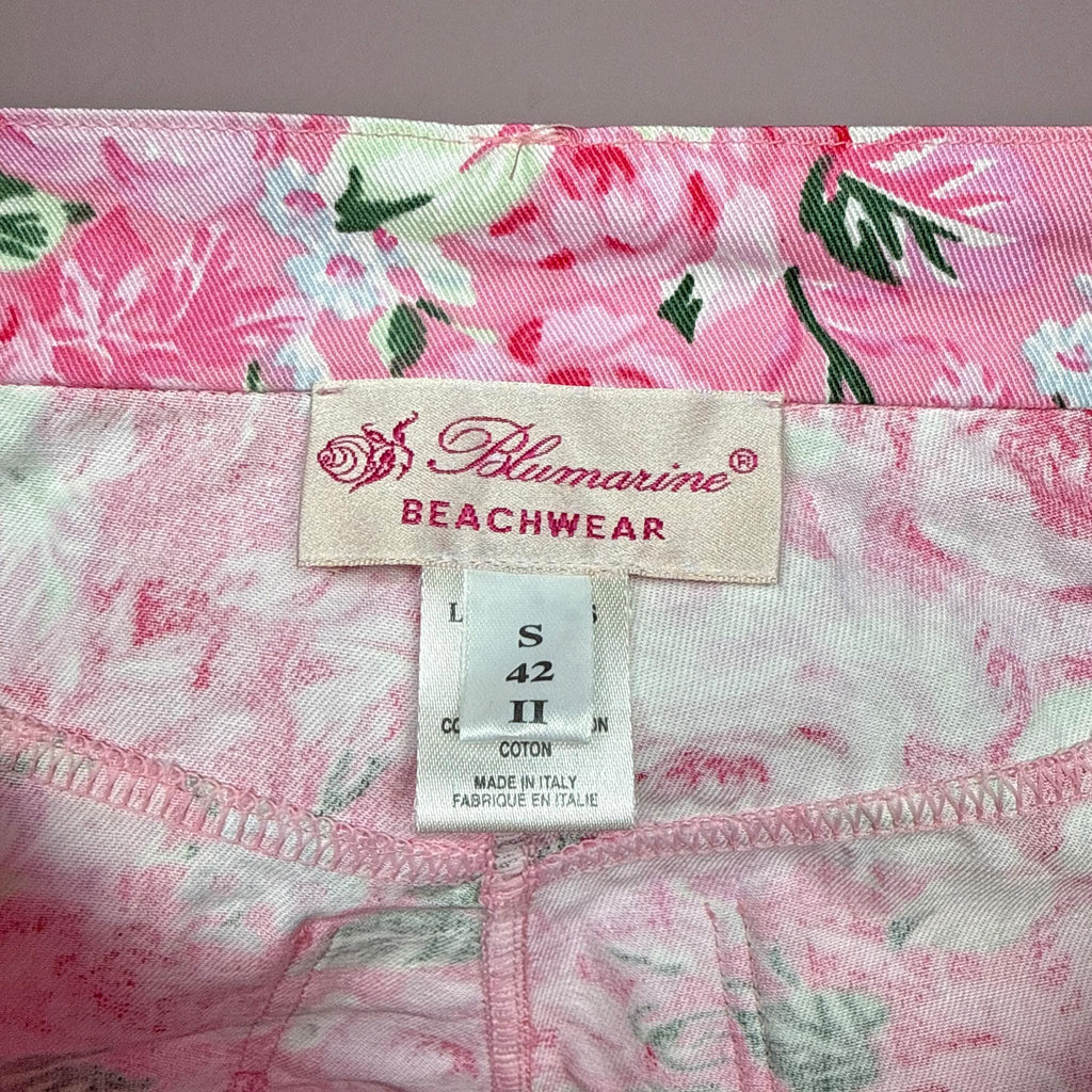 Vintage Pink Shorts Blumarine Beachwear Floral Designer Summer Y2K 2000s Size S