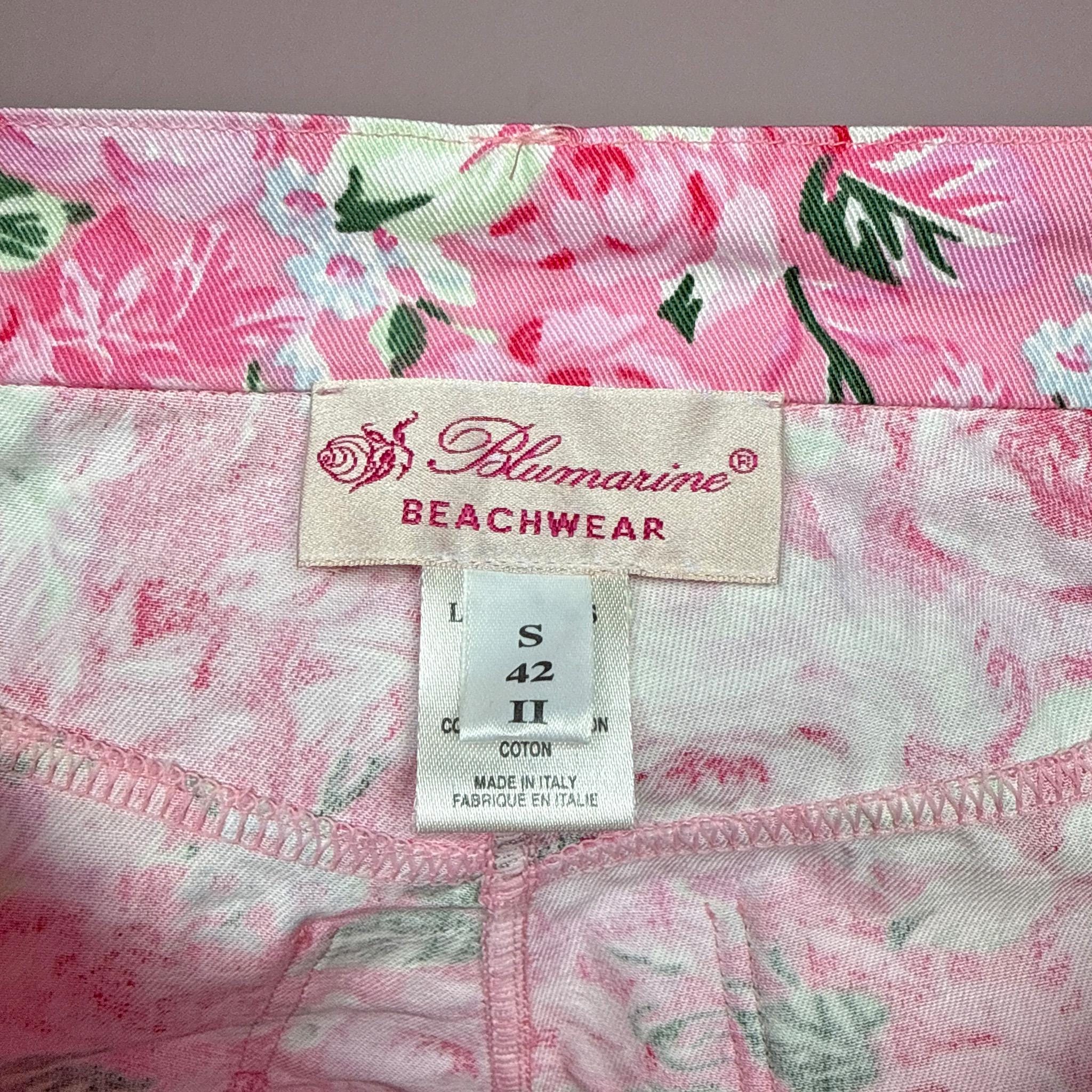 Vintage Pink Shorts Blumarine Beachwear Floral Designer Summer Y2K 2000s Size S