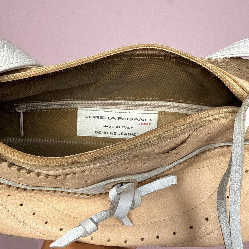 Vintage Beige Pink Shoulder Bag Leather Baguette Pastel Coquette Y2K 2000s