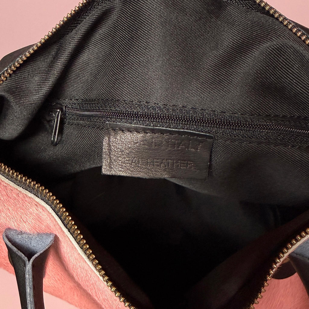Vintage Pink Leather Handbag Hair Crossbody Pastel Y2K 2000s