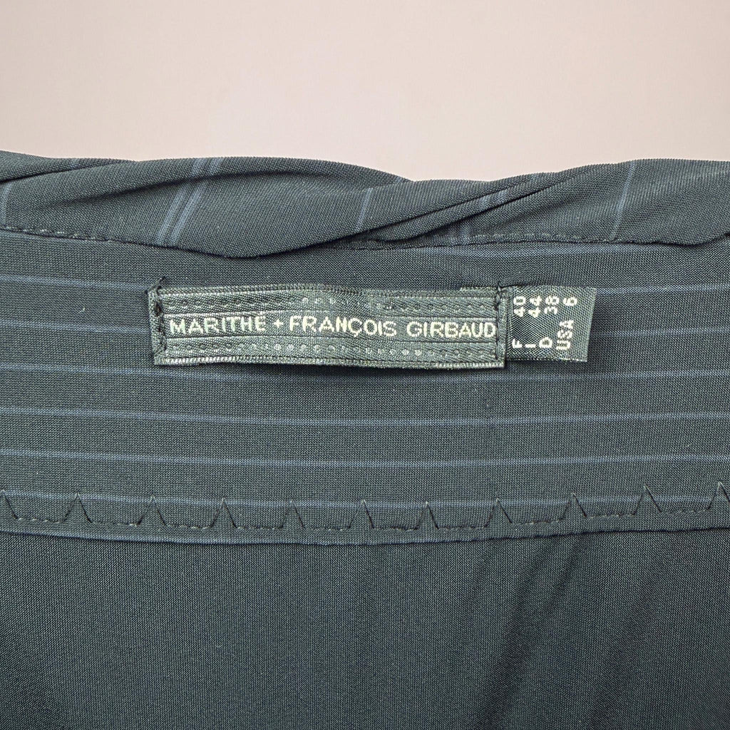 Vintage Black Midi Skirt Girbaud Pinstripe Asymmetric Deconstructed Y2K 2000s Size M