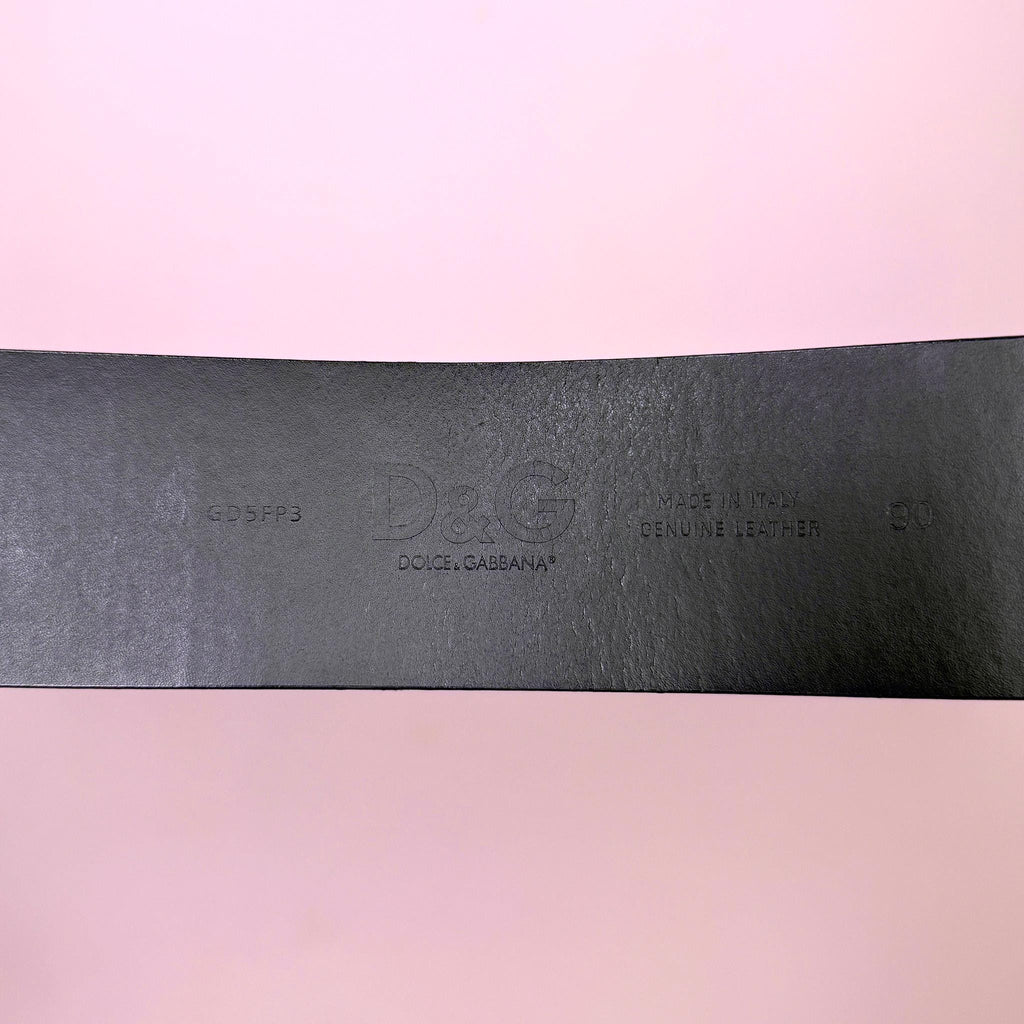 Vintage Black Leather Belt D&G Dolce Gabbana Wide O Ring Designer Y2K 2000s