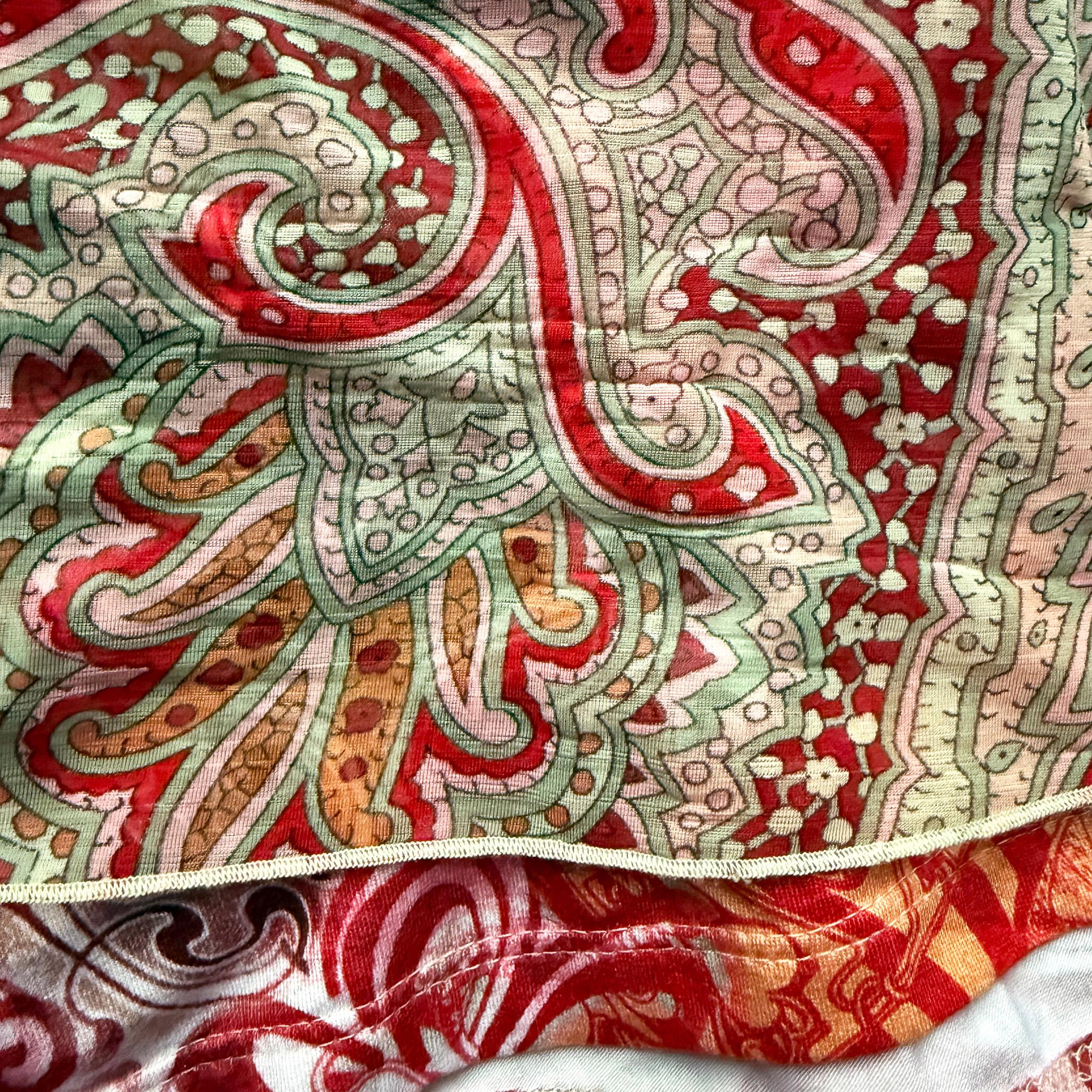 Vintage Silk Midi Skirt Paisley Godet Asymmetric Sheer Boho Y2K 2000s Size S