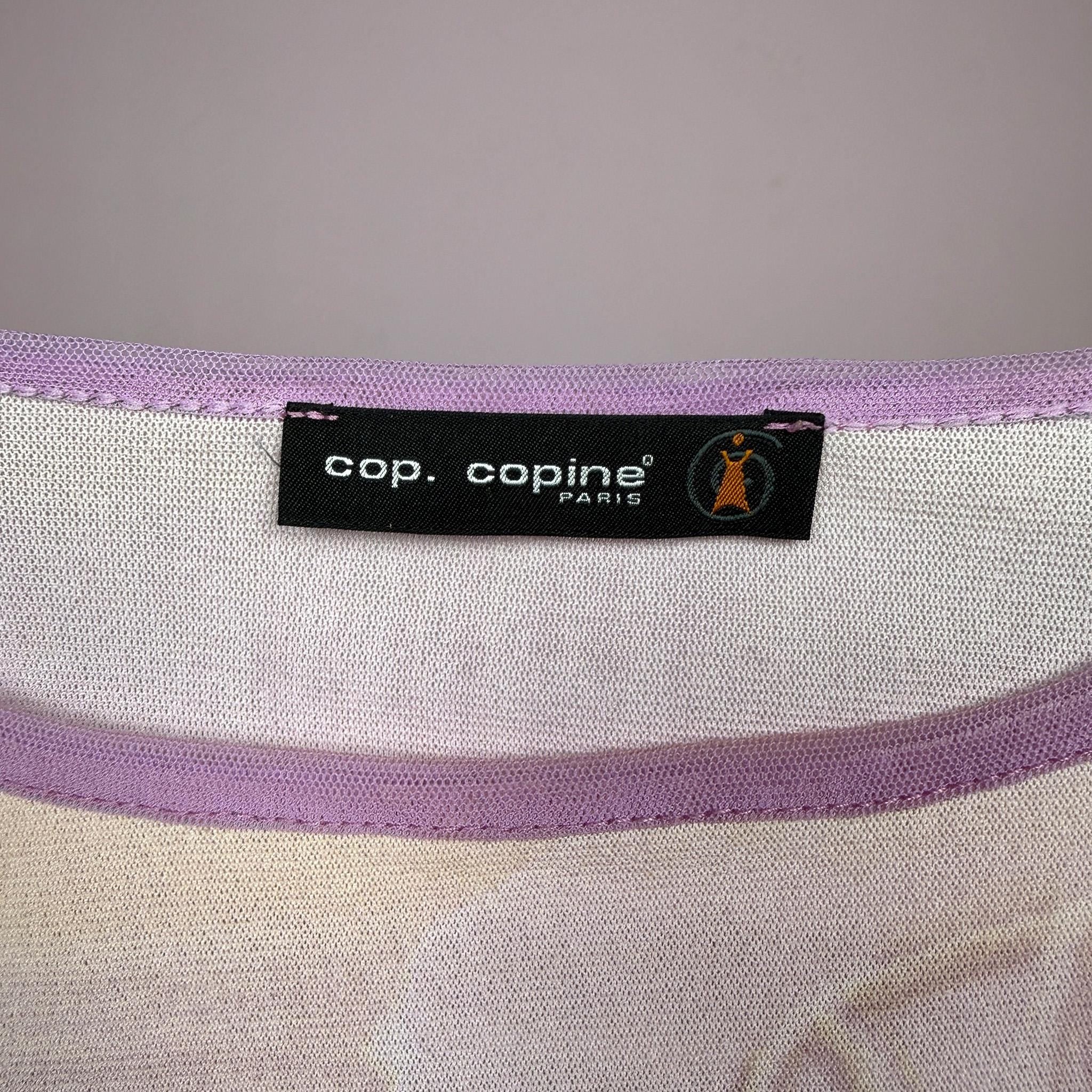 Vintage Graphic Mesh Top Cop Copine Pastel Print Long Sleeve Y2K 2000s Size S