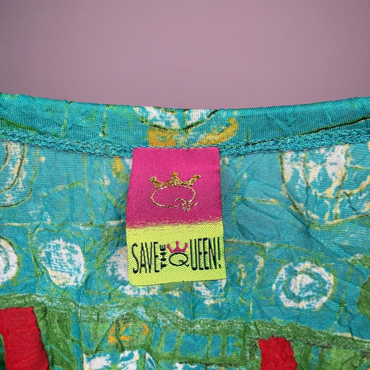 Vintage Graphic Top Save The Queen Patchwork Art Print Maximalist Y2K 2000s Size S