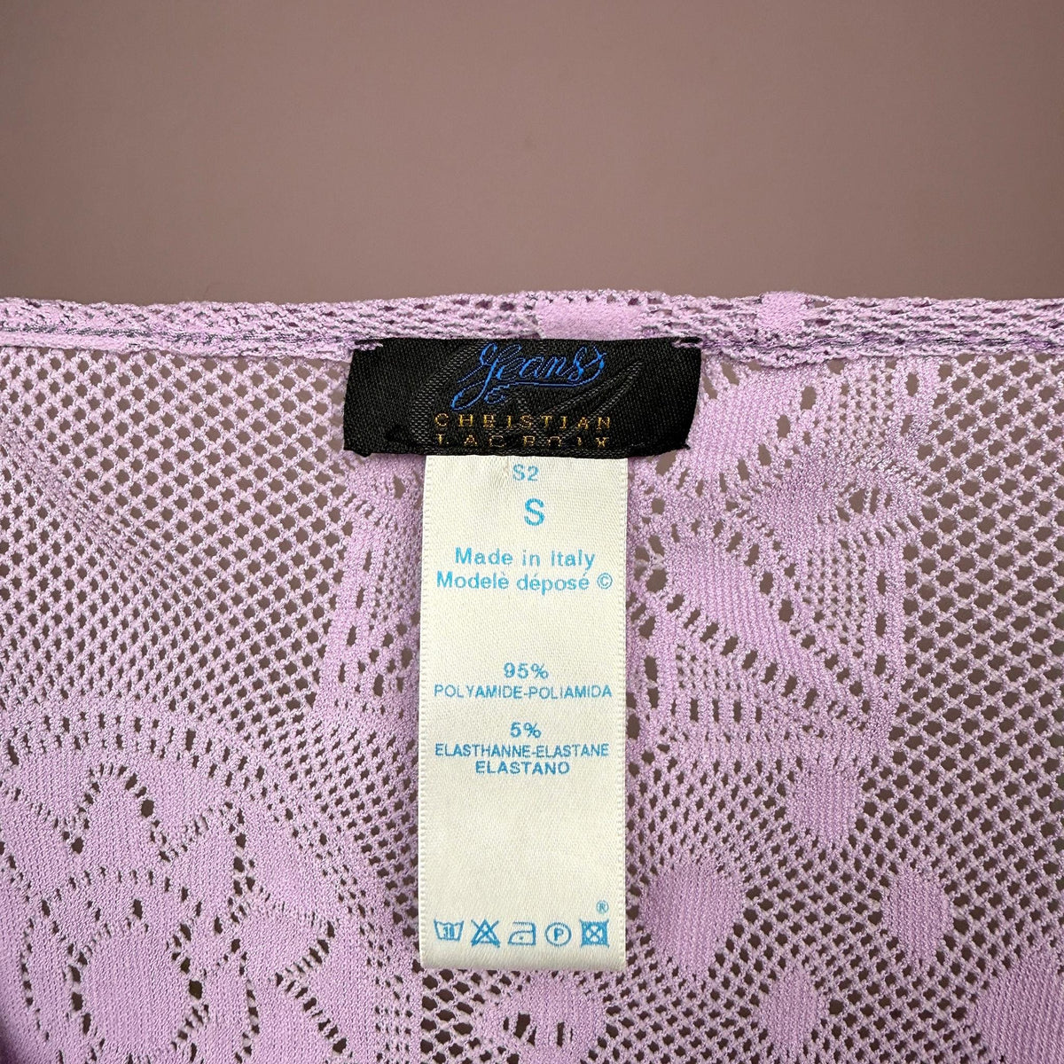 Vintage Lace Top Christian Lacroix Purple Lilac Sheer Designer Y2K 2000s Size S