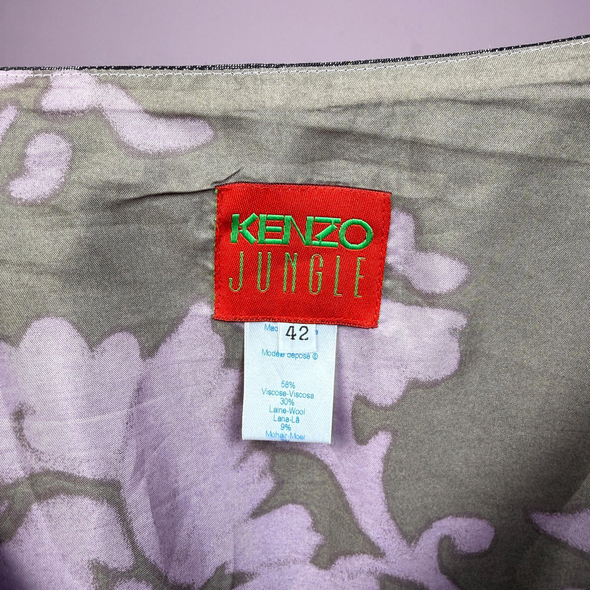 Vintage Kenzo Midi Skirt Brown Gray Striped Wool Slit Designer 90s 2000s Size M