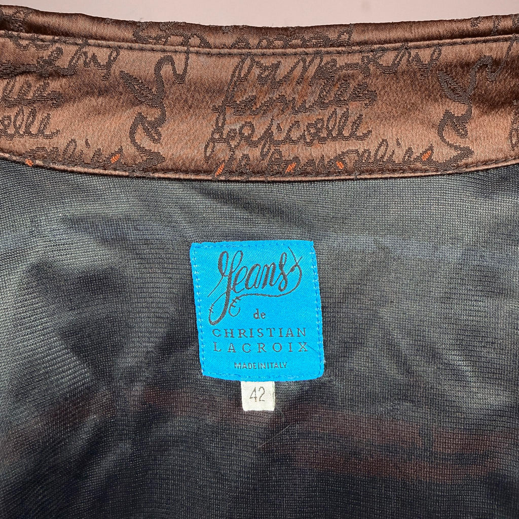Vintage Two Piece Set Christian Lacroix Brown Graphic Suit 90s Y2K 2000s Size M