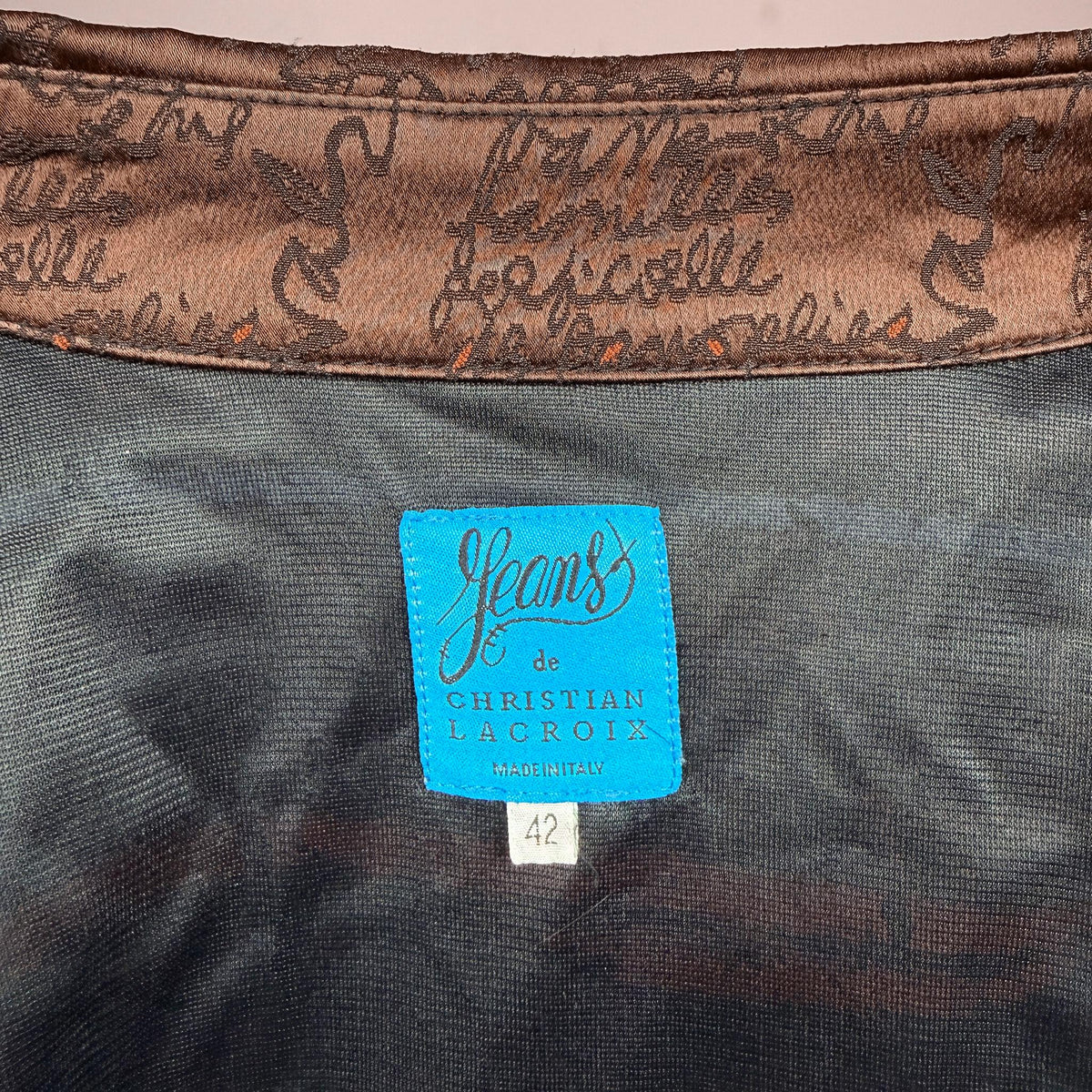 Vintage Two Piece Set Christian Lacroix Brown Graphic Suit 90s Y2K 2000s Size M