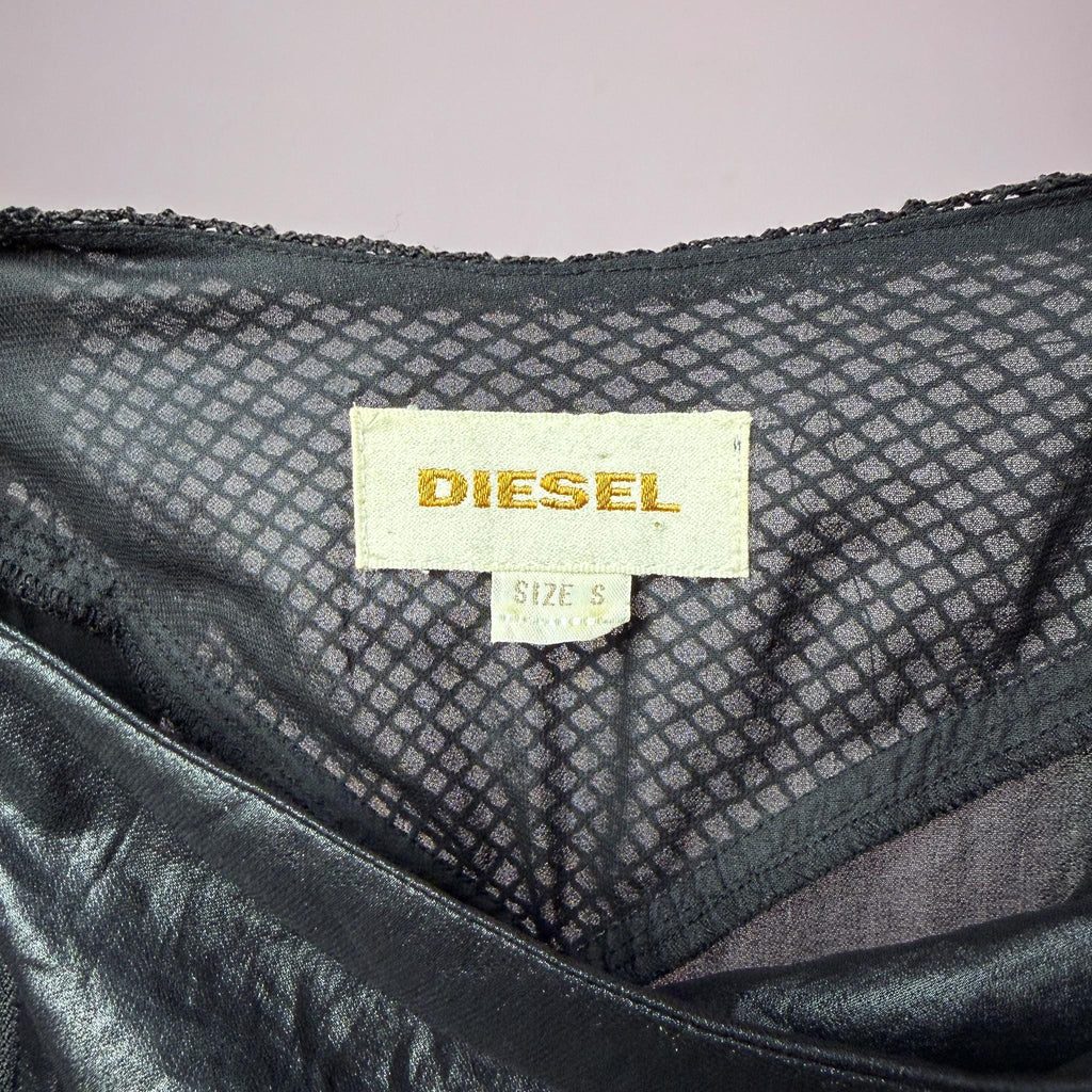 Vintage Black Mini Dress Diesel Futuristic Avant Garde Y2K 2000s Size S