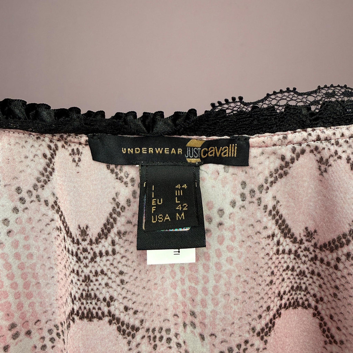 Vintage Just Cavalli Top Pink Snakeskin Lace Designer Y2K 2000s Size M