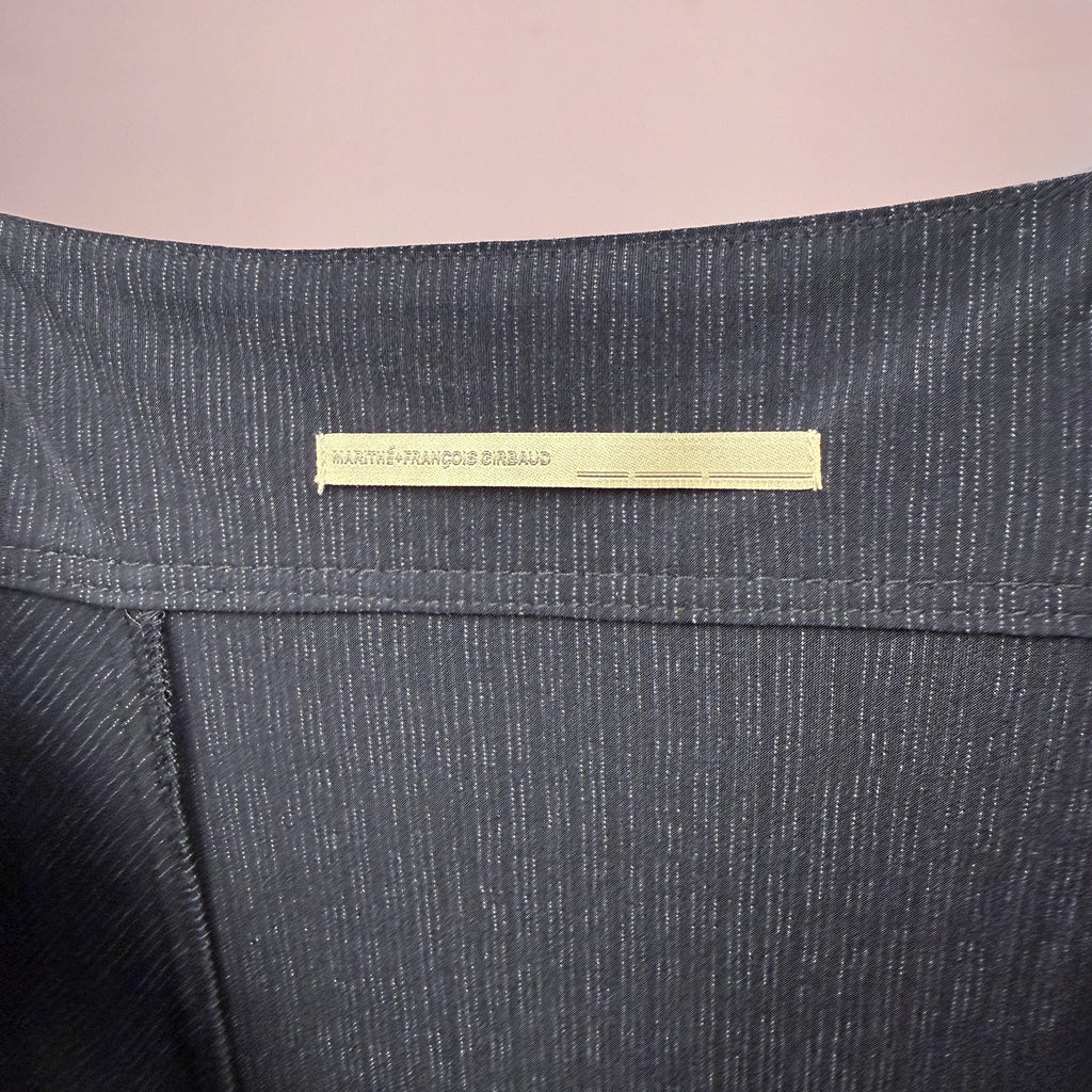 Vintage Black Midi Dress Girbaud Pinstripe Sculptural Y2K 2000s Size S