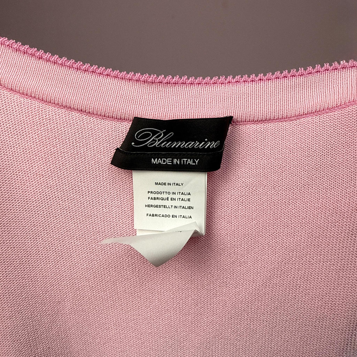 Vintage Mini Dress Blumarine Pink Knit Off Shoulder Ruffle Y2K 2000s Size S