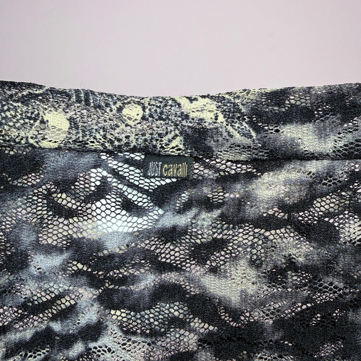 Vintage Lace Top Roberto Cavalli Animal Print Sheer Designer Y2K 2000s Size S